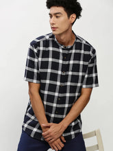 Men Navy Checked Casual Casual Shirts-RORACHECKS-89-Navyblue